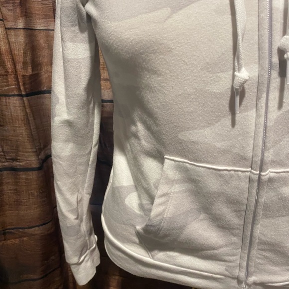 PINK Victoria Secret White & Gray Zip Up Hoodie - Picture 4 of 14